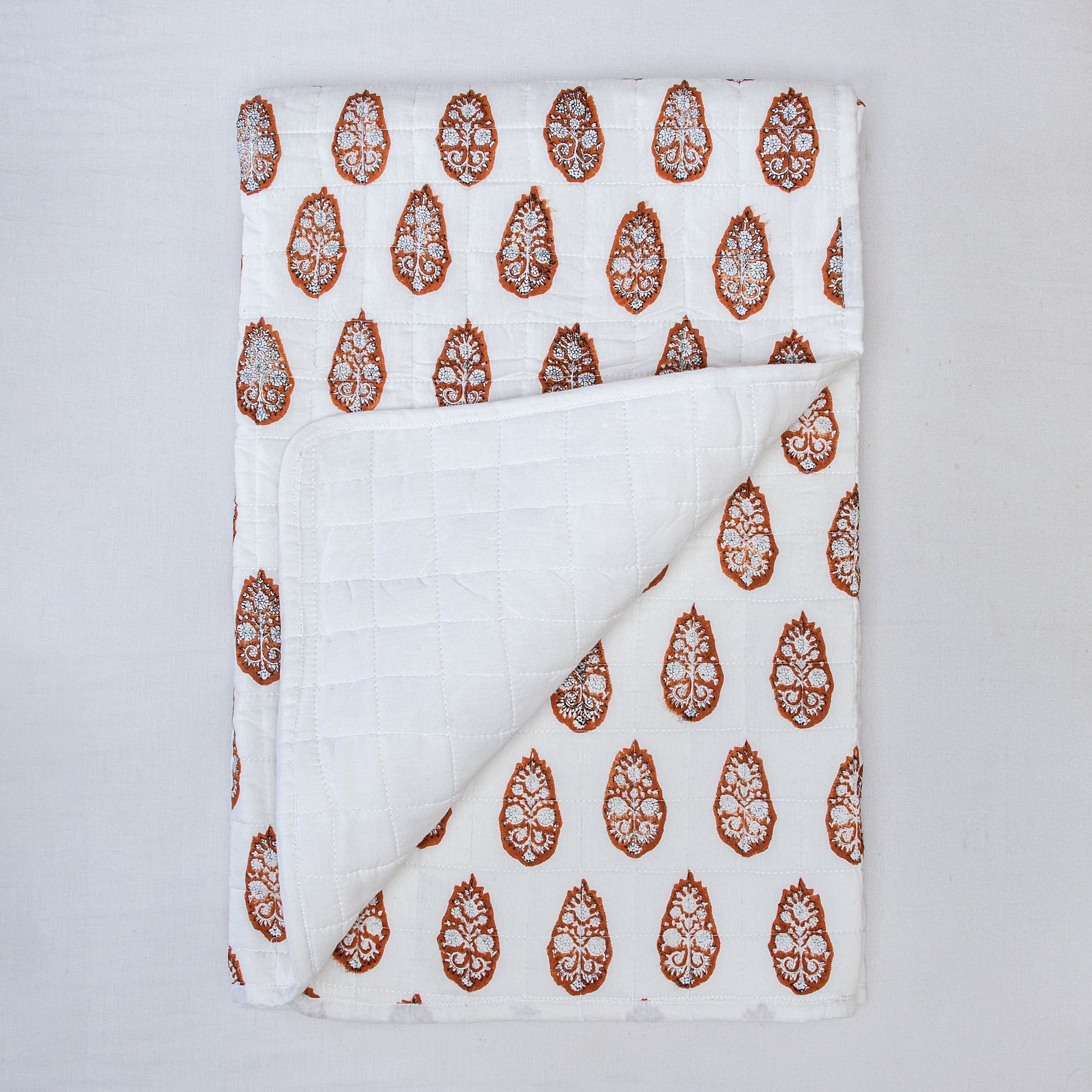 Brown Boota Hand Printed Cotton Baby Blankets For Winter 091